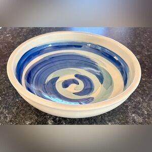 Blue and White pottery Bowl- made in Spain 10” wide x 3” deep